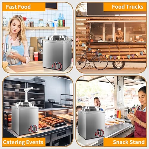 Miniatura 7 de Dispensador calentador de queso con bomba, calentador de queso nacho con capacidad de 2.8 cuartos de galón, dispensador eléctrico de dulce de azúcar