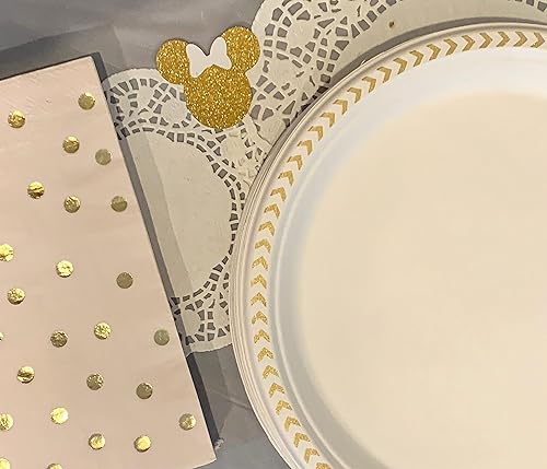 Miniatura 6 de Paquete de platos desechables para fiestas en oro: resistente, elegante, ecológico, biodegradable sin árboles, juego de platos de papel de caña de