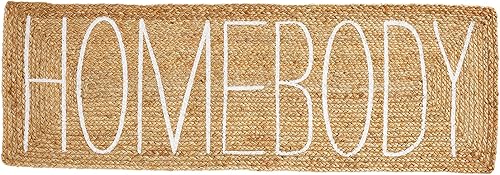 Mud Pie Felpudo de yute, Homebody, 17 x 51 pulgadas