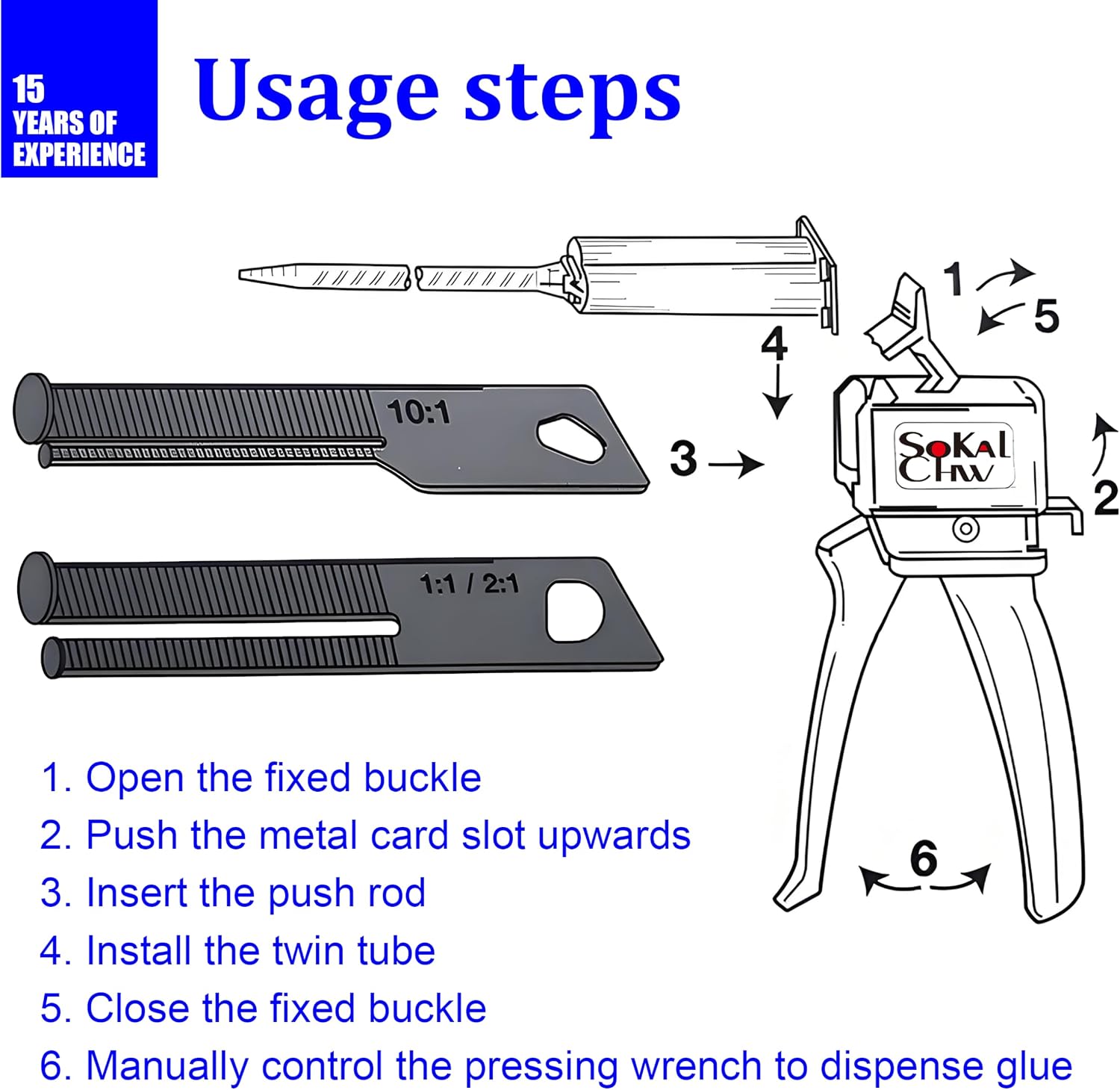 Dispenser Gun, 50ml Epoxy Gun Kit -1:1/2:1 Impression Mixing Dispensing Gun AB Glue Gun