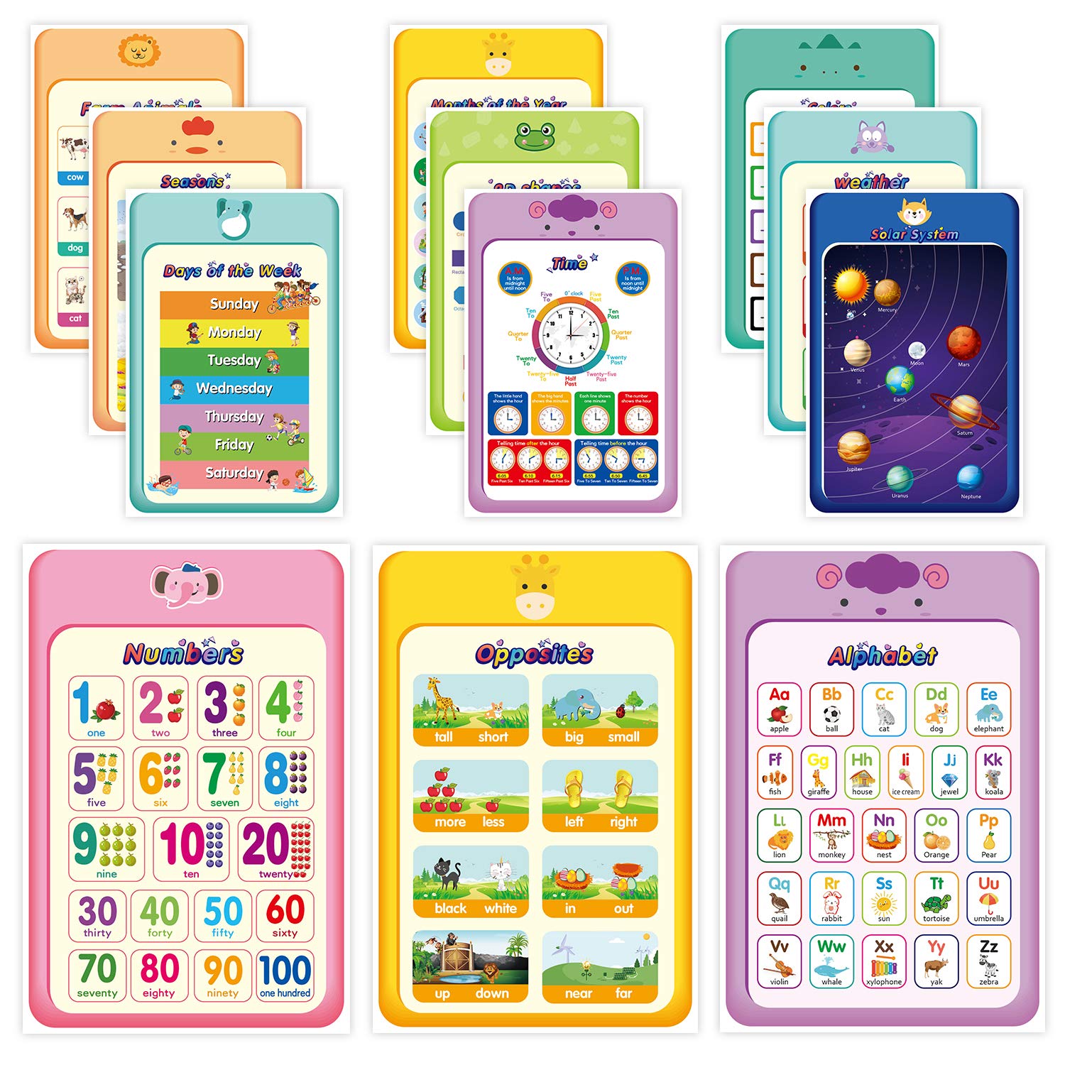 Richardy 12 Sheets A3 Educational Posters & Charts for Kids and Toddlers, Preschool Learning & Education Posters, Classroom & Homeschool Supplies, Classroom & Playroom Decor, Pre-k Learning Activities