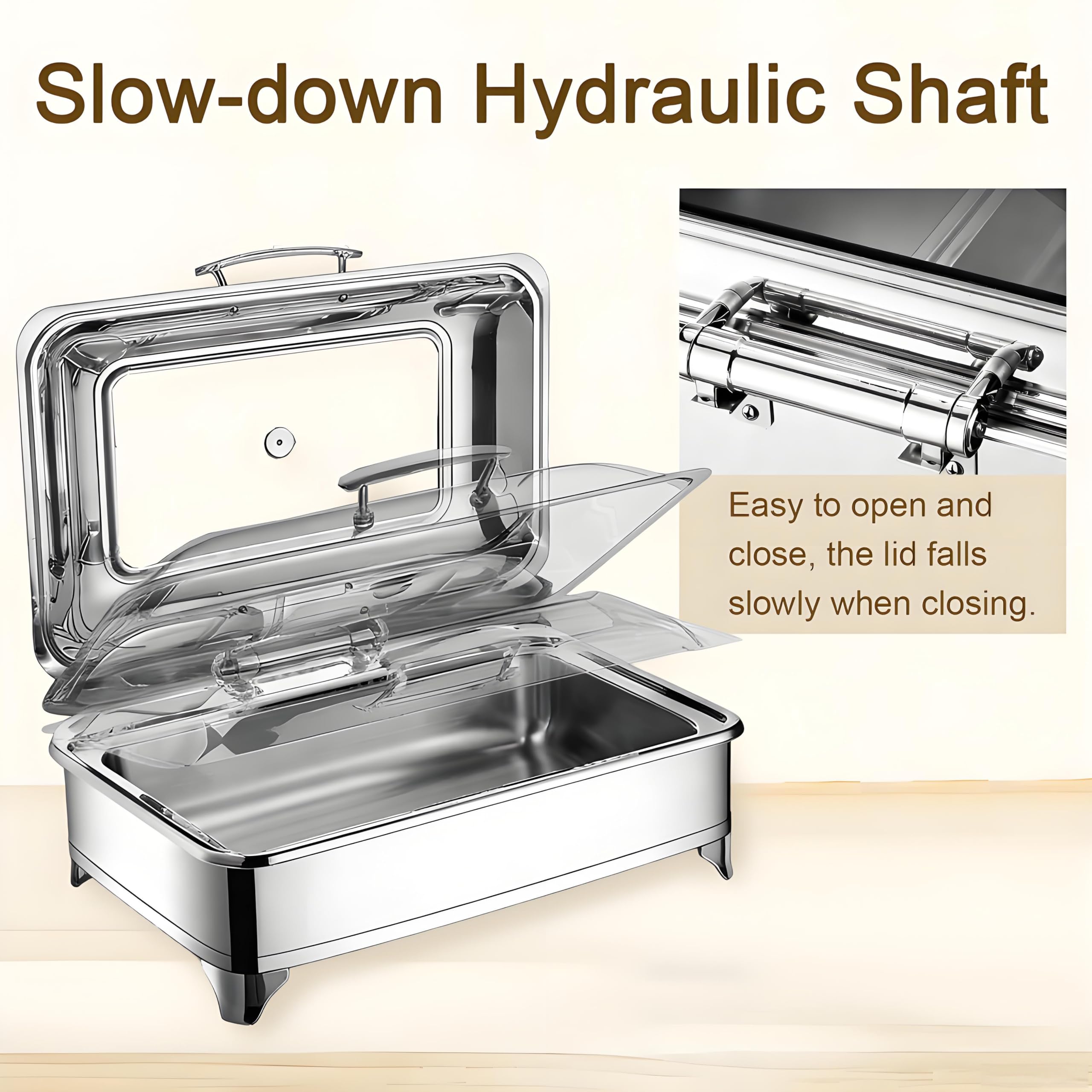 Chafing Dish Elettrico Temperatura Regolabile 35-85℃(1/3 Pan) | 9L Professionale Scaldavivande Elettrico per Buffet Acciaio Inox, Contenitore Scalda Cibo con Coperchio Trasparente