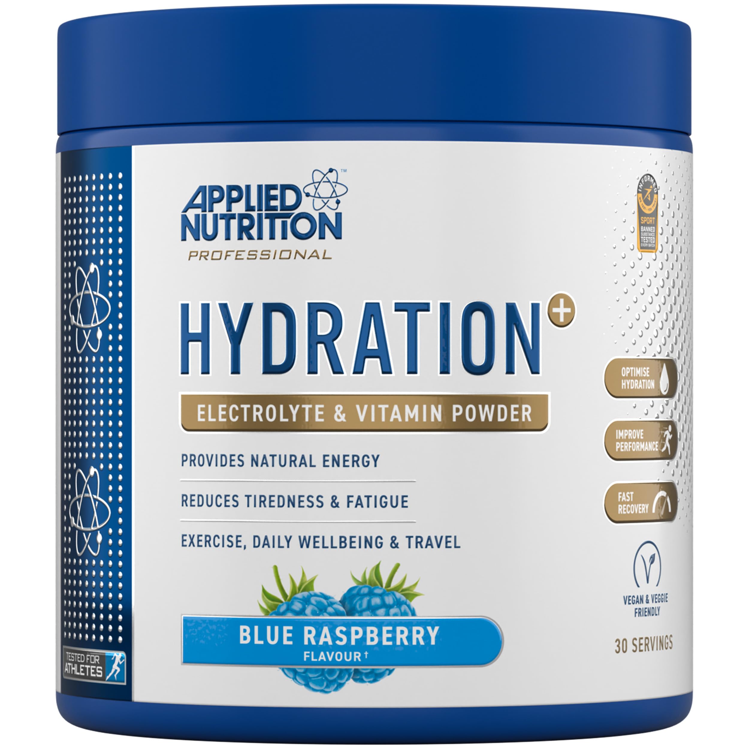 Applied Nutrition Hydration Electrolyte & Vitamin Powder - Natural Energy & Reduces Tiredness & Optimise Hydration (240g - 30 Servings)(Blue Raspberry)