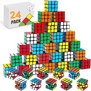 Mini Speed Cube Party Favors, 1.18in 3x3 Magic Cube School Rewards & Classroom Prize for Students,Stress Relief Toys Easter Christmas Stocking Goody Bag Filler (24 Pack)
