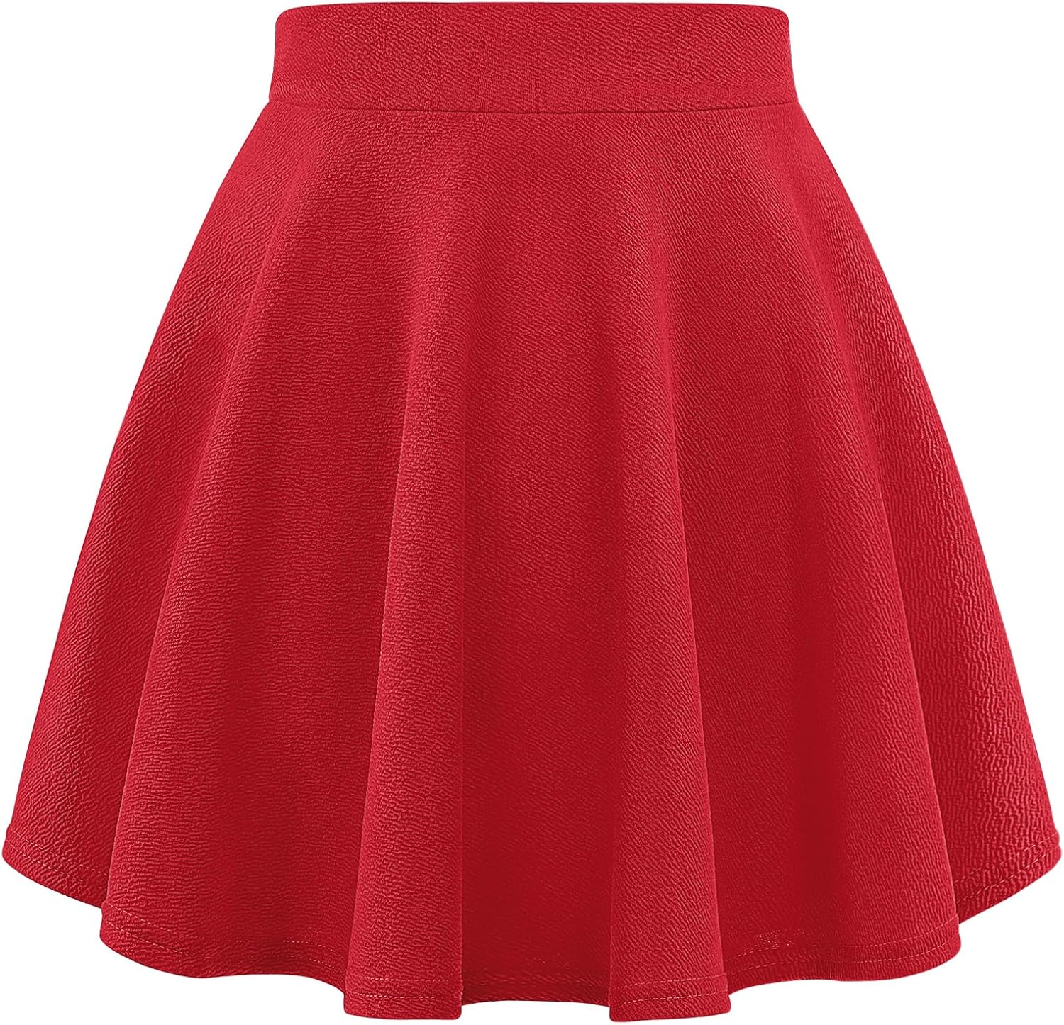 Auranso Girls Mini Skirt Stretch Waist Casual Flared Plain Pleated Skater Skirt