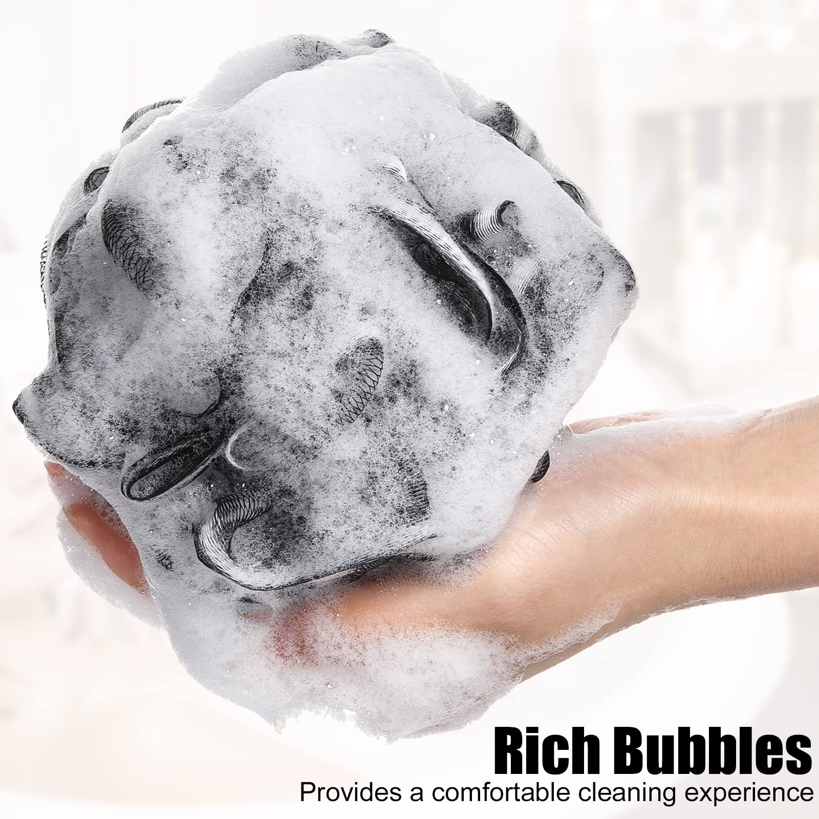 32 esponjas de baño para ducha a granel de 60 g, esponja de ducha corporal de carbón de bambú, esponja de malla grande, esponja suave para hombres y mujeres, bolas exfoliantes para puf de ducha con
