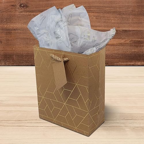 Miniatura 8 de Bolsas de regalo doradas, paquete de 12 bolsas de compras de papel kraft con asas, bolsas de regalo para fiestas de cumpleaños, despedida de