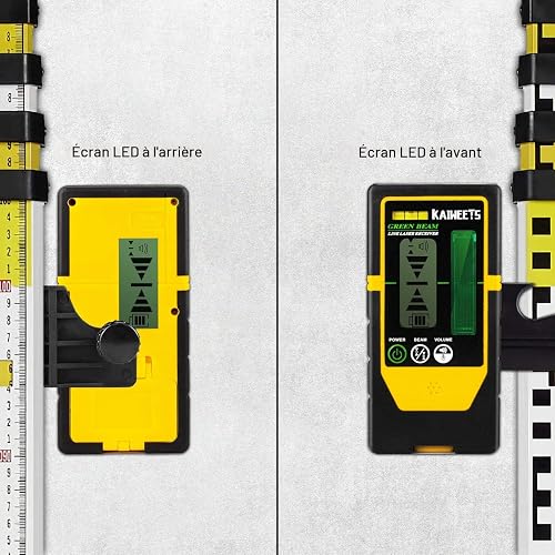 KAIWEETS LR100G Détecteur Laser, Uniquement Compatible avec KT360A, Écran LCD Double, LED Double Face, Signal Sonore Réglable, Portée Jusqu’à 60 m, Avec Pince de Fixation Stable - 5