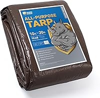 Vista 80 de GUARD SHIELD Lona beige resistente impermeable de 12 x 16 pies para exteriores, lona gruesa resistente a los rayos UV con ojales, 25/64 pulgadas