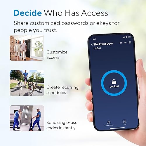 Miniatura 4 de ULTRALOQ U-Bolt - Cerradura inteligente para puerta delantera + adaptador WiFi Bridge, 5 en 1 sin llave con WiFi, aplicación, Bluetooth y teclado,