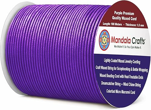 Miniatura 232 de Cuerda Mandala Crafts 0.03 pulgadas 109 yardas para hacer joyería, artesanía, macramé, cuerda de algodón encerado