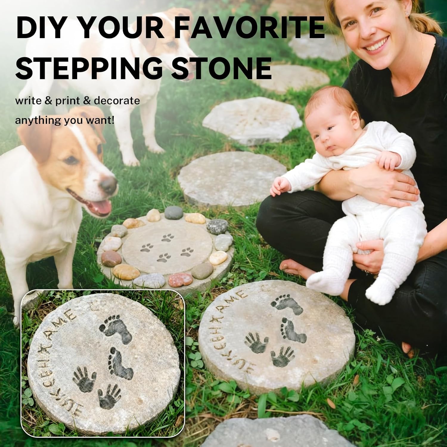 6 Pcs 3 Sizes Round DIY Concrete Stepping Stone Mold - 10.2" 11" 12.6" Reusable Concrete Stepping Stone Molds for Outdoor Garden Walkway Decor, Plastic Concrete Molds for Memorial Gifts