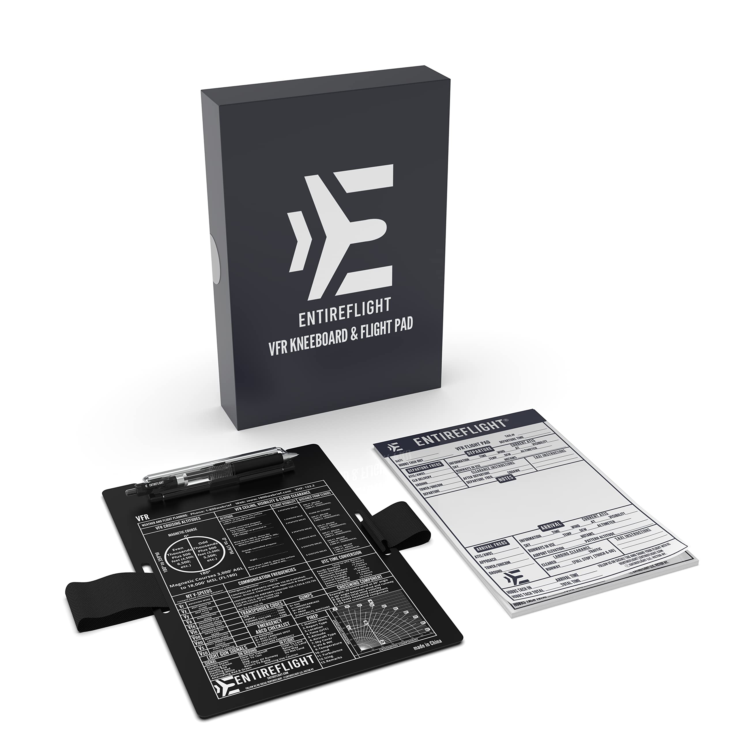 Buy EntireFlight Aviation Pilot Kneeboard VFR Black with Structured ...