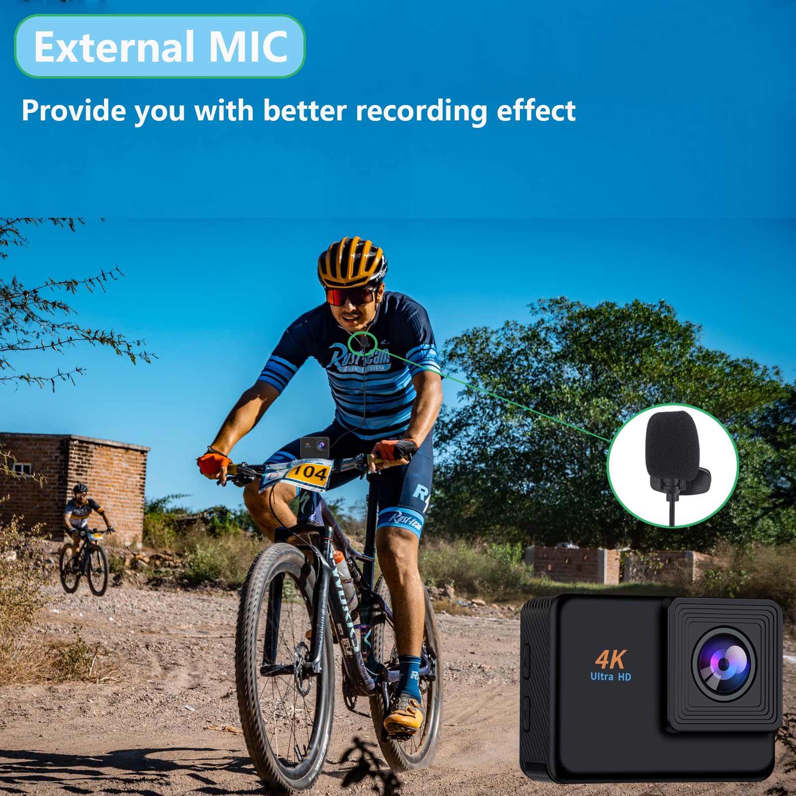 Action Cam 4k 16Mp WiFi Helmkamera 2,4G Fernbedienung Unterwasser 40m wasserdichte Kamera Externes Mikrofon 2x1350mAh Akku und Montagezubehör (APP wurde auf X-Sport Pro aktualisiert)