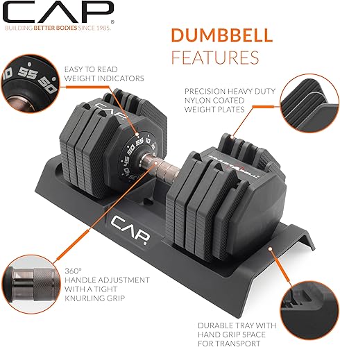 Miniatura 3 de CAP Barbell ADJUSTABELL Adjustable 55 lb Hex Dumbbell Weights - Singles & Pairs  Multiple Handle Options