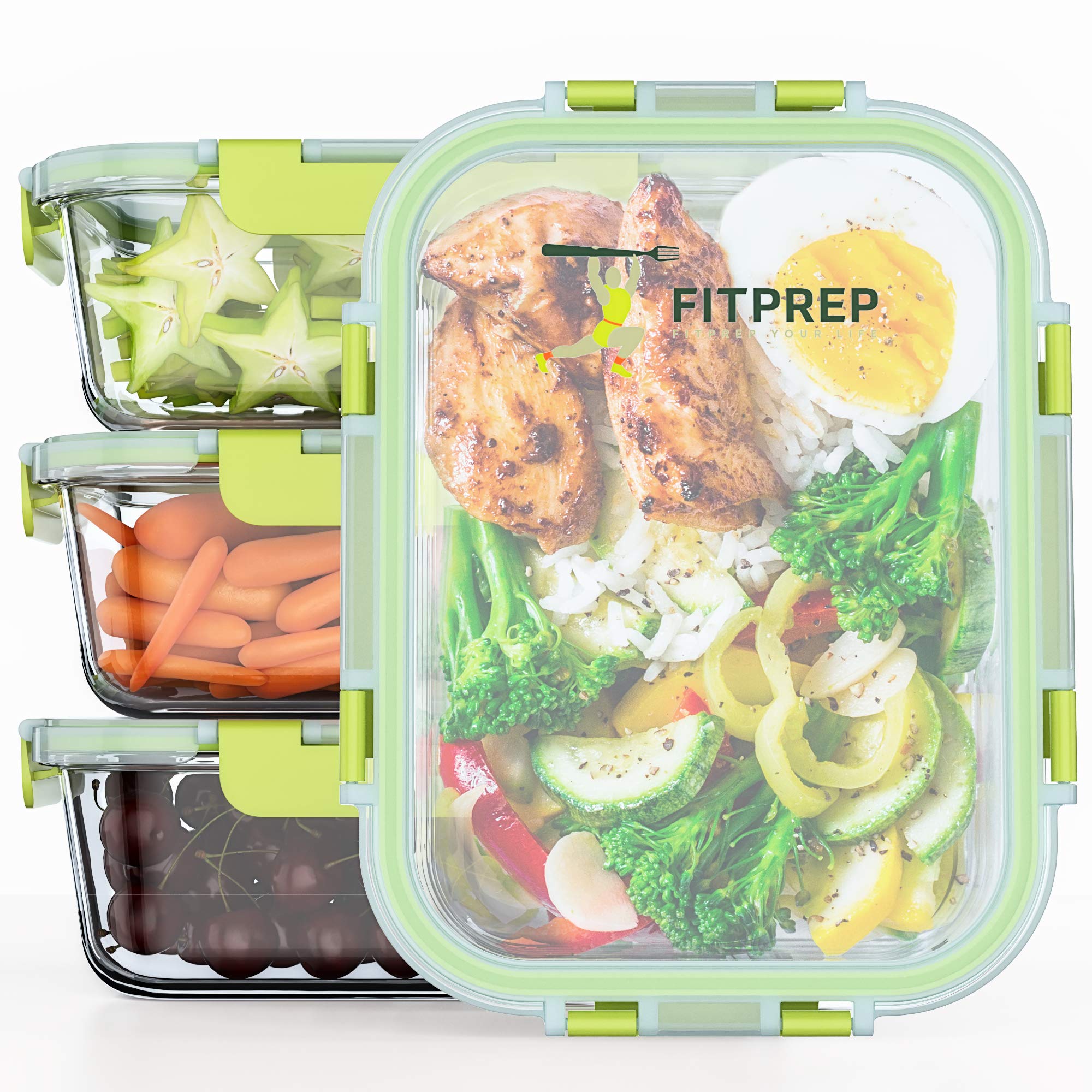 4x Meal Prep Boxen 750ml Glas - BPA-frei Für Kühlschrank Mikrowelle Gefrierschrank