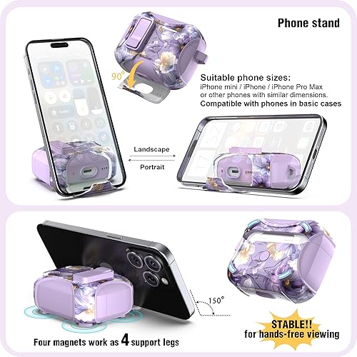 Miniatura 3 de wenew Funda compatible con AirPods Pro de 21 generación con soporte para teléfono, kit de limpieza, cordón, compatible con Magsafe One-Click Pop