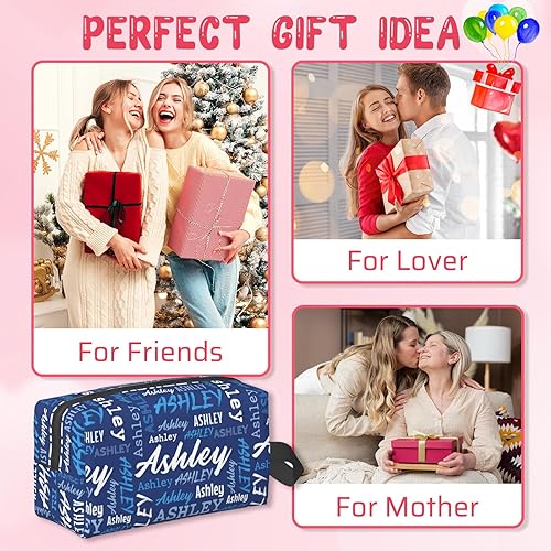 Miniatura 6 de Onzhvex Bolsa de maquillaje personalizada con nombre, organizador de maquillaje de viaje con nombre, bolsa de aseo personal, bolsa de cosméticos de