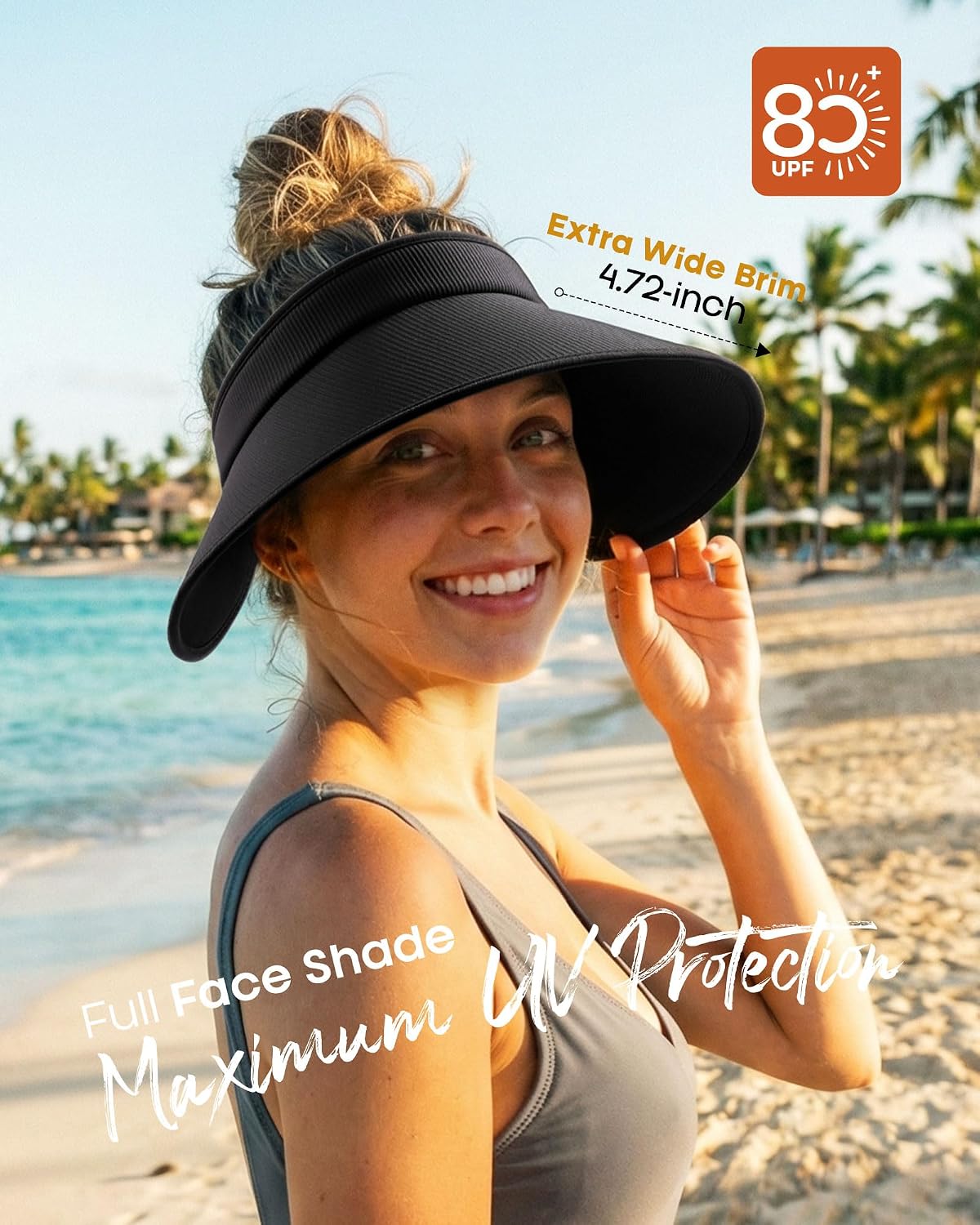 FURTALK Sun Hats for Women Sun Visor Hat UV Protection Wide Brim Summer Foldable Beach Hats