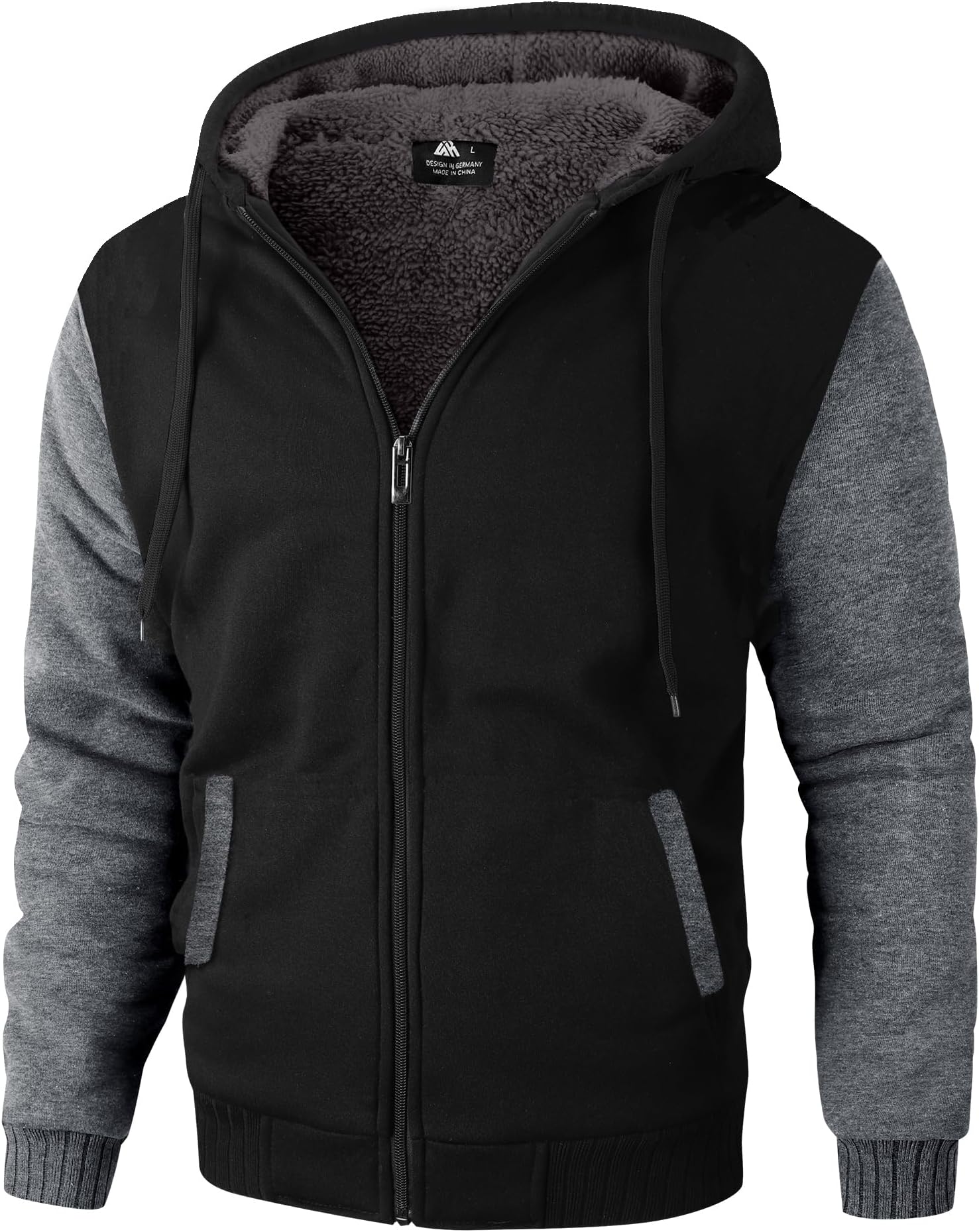 ZITY Men's Zip Up Hoodie Heavyweight Winter Sweatshirt Fleece Sherpa Lined Warm Jacket