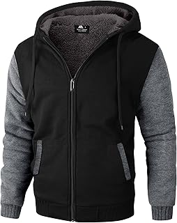 ZITY Men's Zip Up Hoodie Heavyweight Winter Sweatshirt Fleece Sherpa Lined Warm Jacket Global Recycled Standard Global Recycled Standard Global Recycled Standard