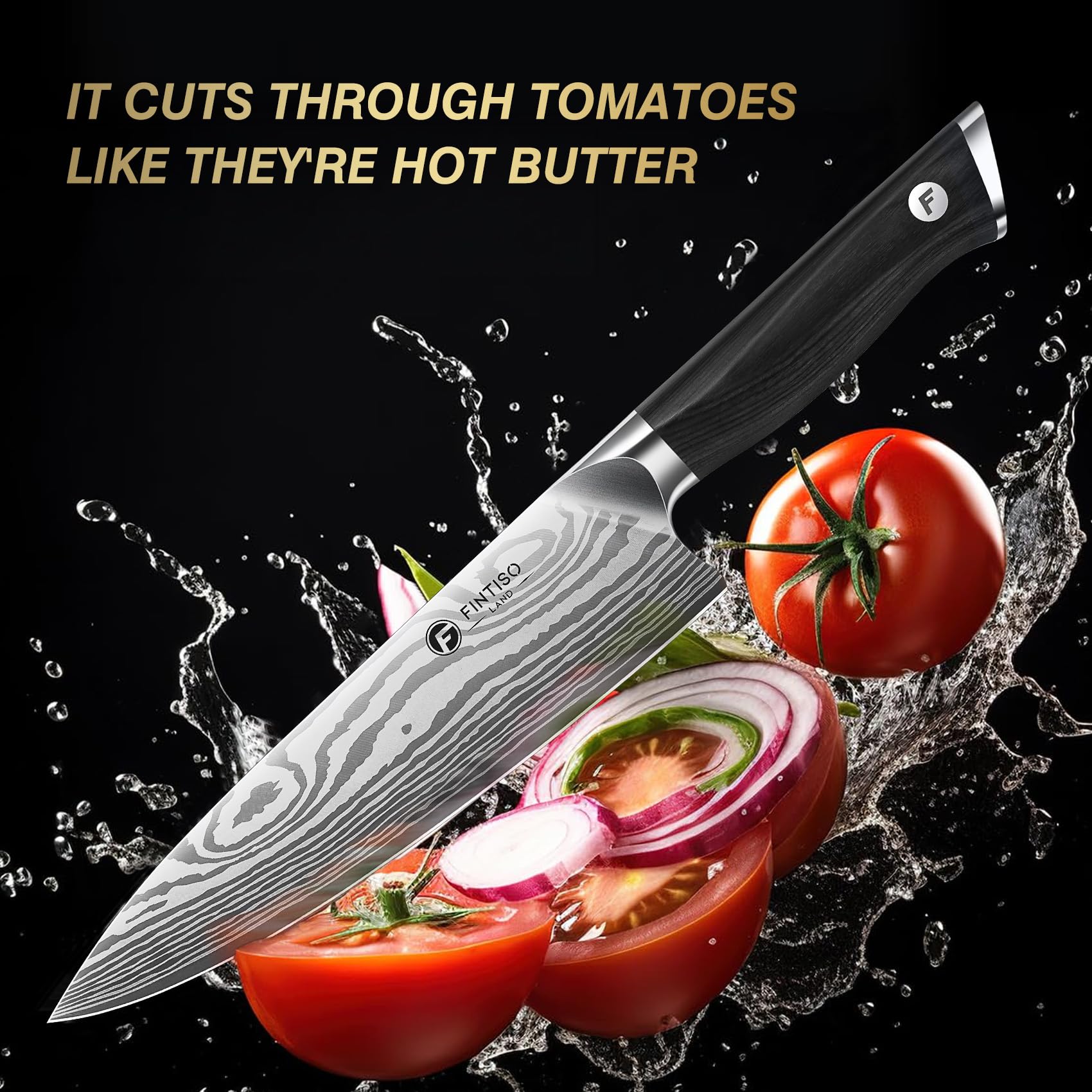 FINTISO 8 Inch Japanese Chef Knife,2026 New Upgrade Kitchen Knife High CarbonJapanese Powder Steel Kitchen Knife with Ergonomic Sakuragi Handle Chef Knives Set — Amazon image 6