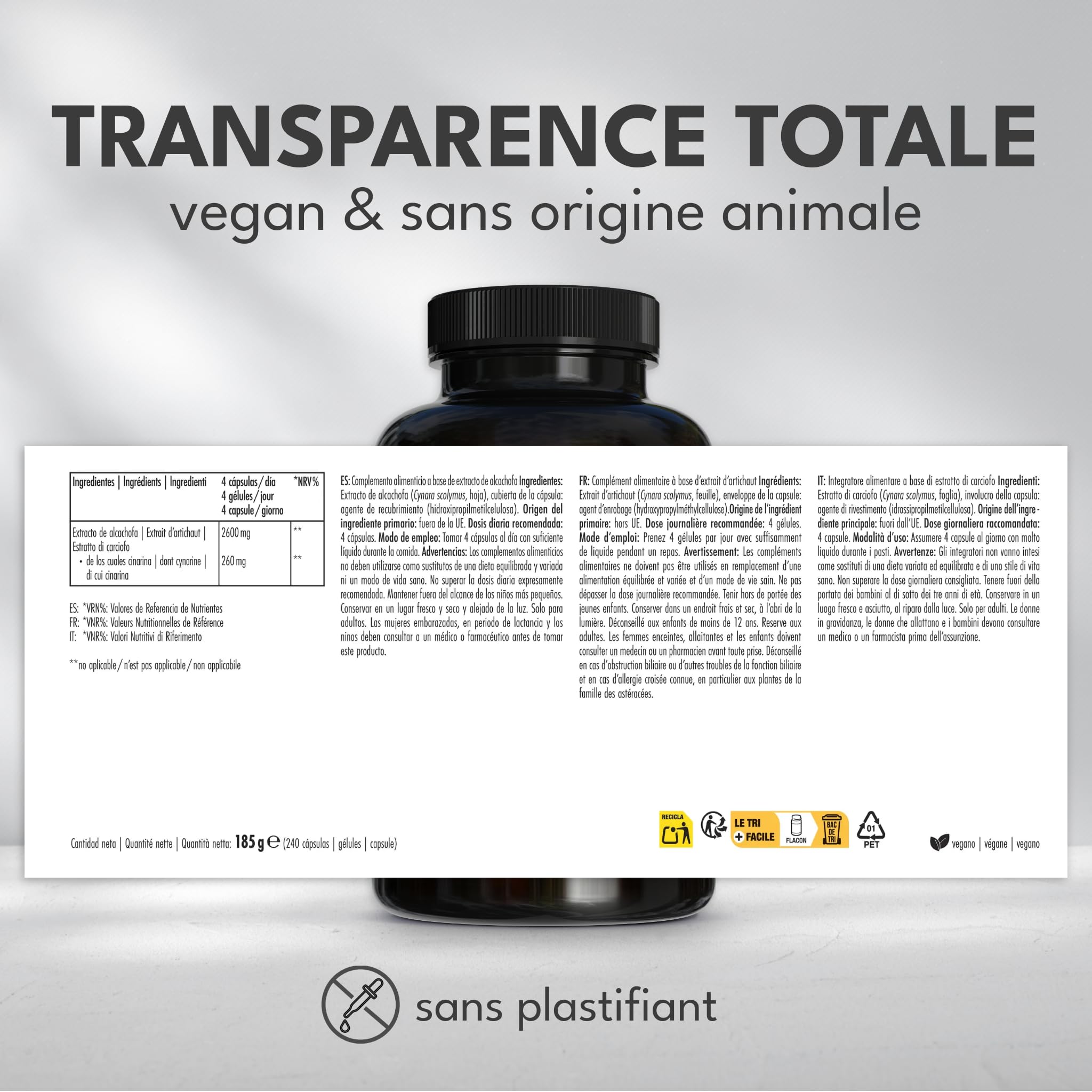 Green Naturals® Extrait d'artichaut - IMPORTANT: Extrait 40:1 (=104.000mg d'artichaut) avec 260mg de cynarine - 240 gélules