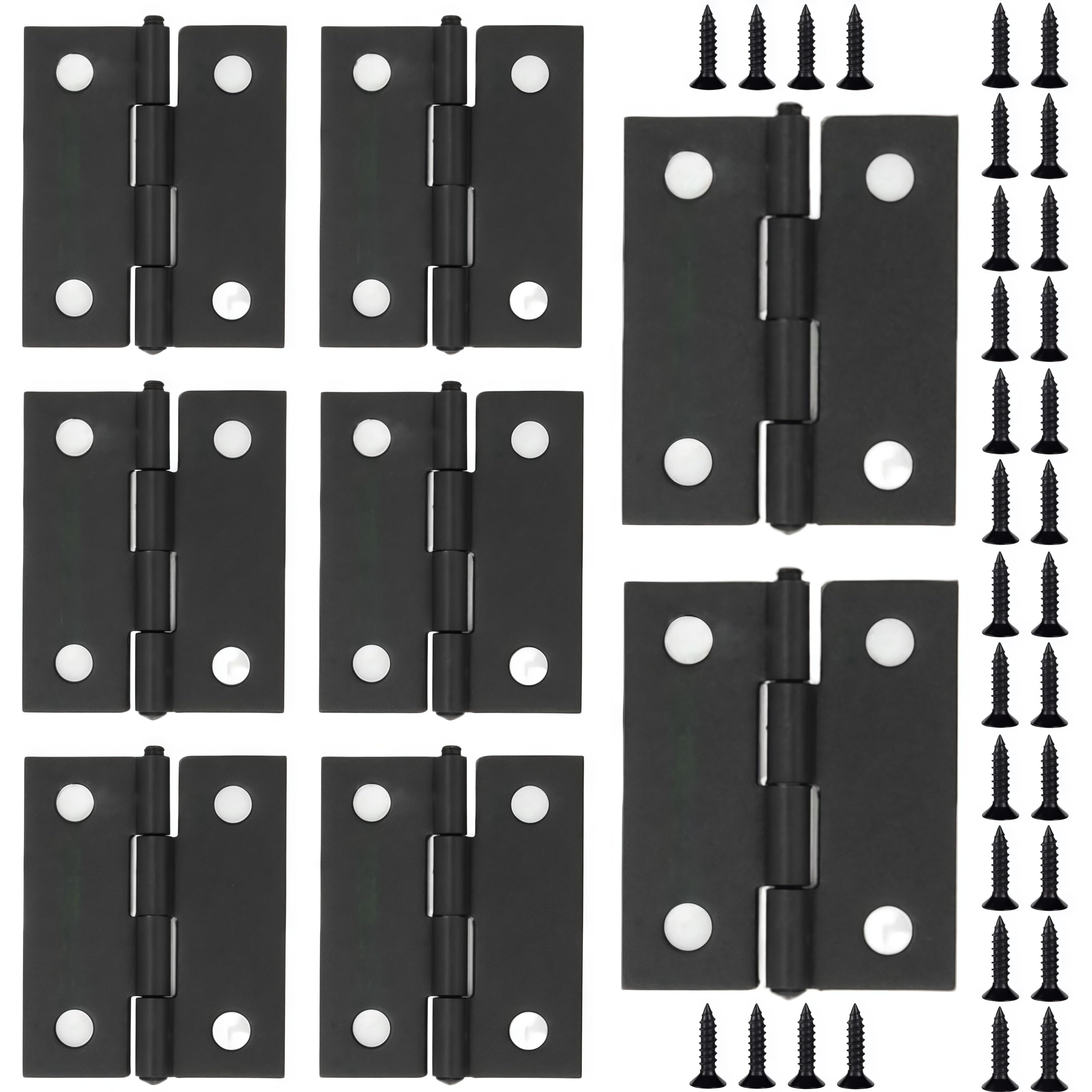 Vbnexyr Regular Folding Hinge 8 Pack Black Stainless Steel Folding Hinges Flat Hinge Hardware Suitable For Wooden Crates Small Handicrafts 1.5 Inches