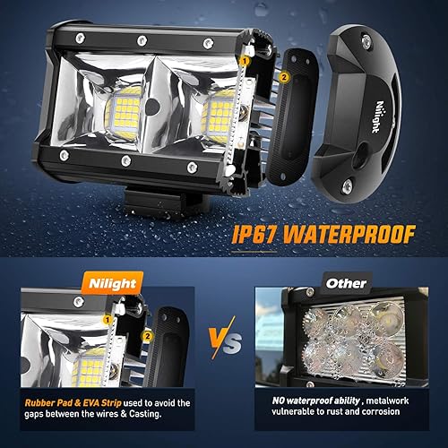 Vista 12 de Nilight luz antiniebla. Barra de luces ledes para manejo todoterreno