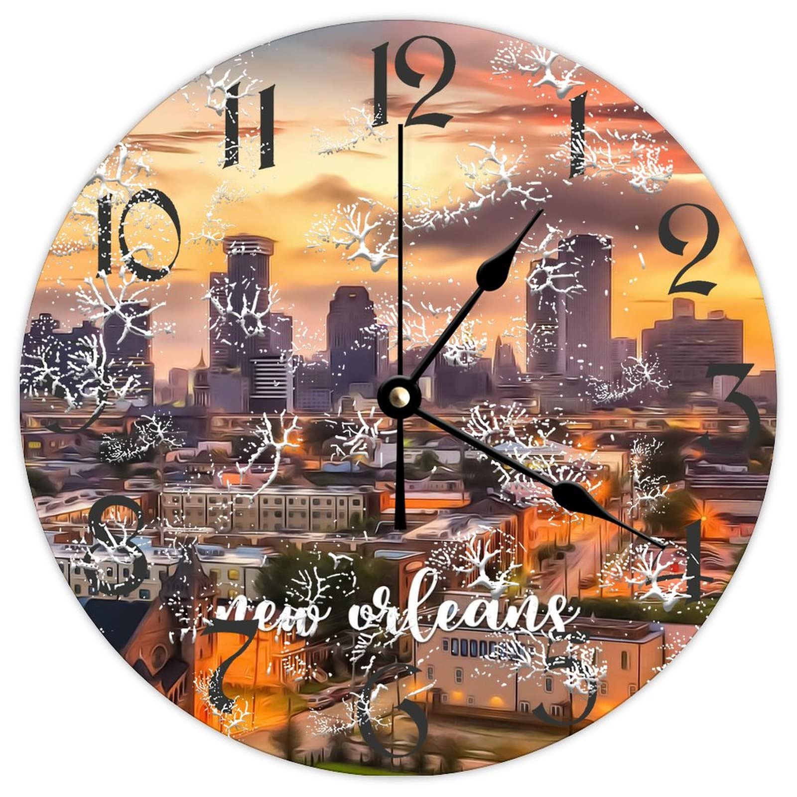 Horloge bois haut de gamme style Nouvelle-Orléans vintage 38cm