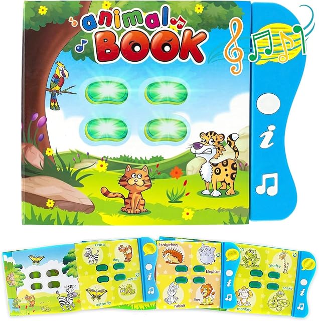 Boxiki kids Animal Learning Sound Book Activity Book for Toddlers 12-18 Months and Early Baby Development. Electronic Animal Book, Play Music, Learn Animal Names, Sounds for Babies 1-2 Years Olds