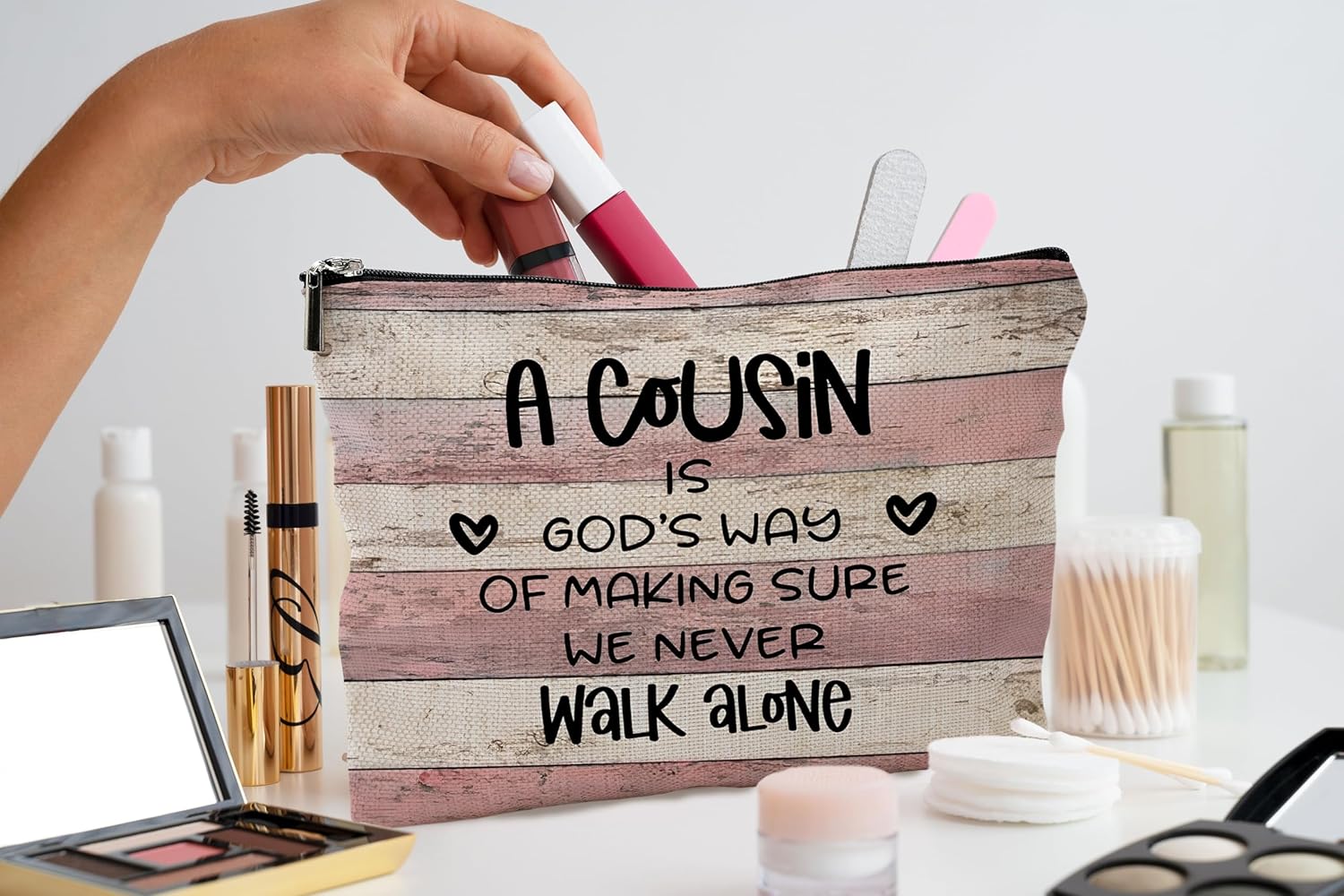 Cousin Gifts Makeup Bag,Cousin Gifts for Women,Cousin Cosmetic Bags With Zipper,Cousin Birthday Gifts for Women - Image 2