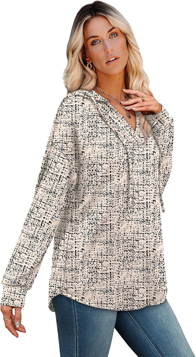 Sampeel Hoodies for Women Trendy Fall Fashion 2025 V Neck Oversized Sweatshirt Plus Size Tops Clothes - Image 4