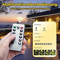 OxyLED Fénykábel 20m - 300 LED Meleg Fehér Kültéri-Beltéri Világítás IP44 Vízálló, 7 Üzemmód, Időzítővel, Kerthez, Ünnepekhez, Esküvőhöz 2