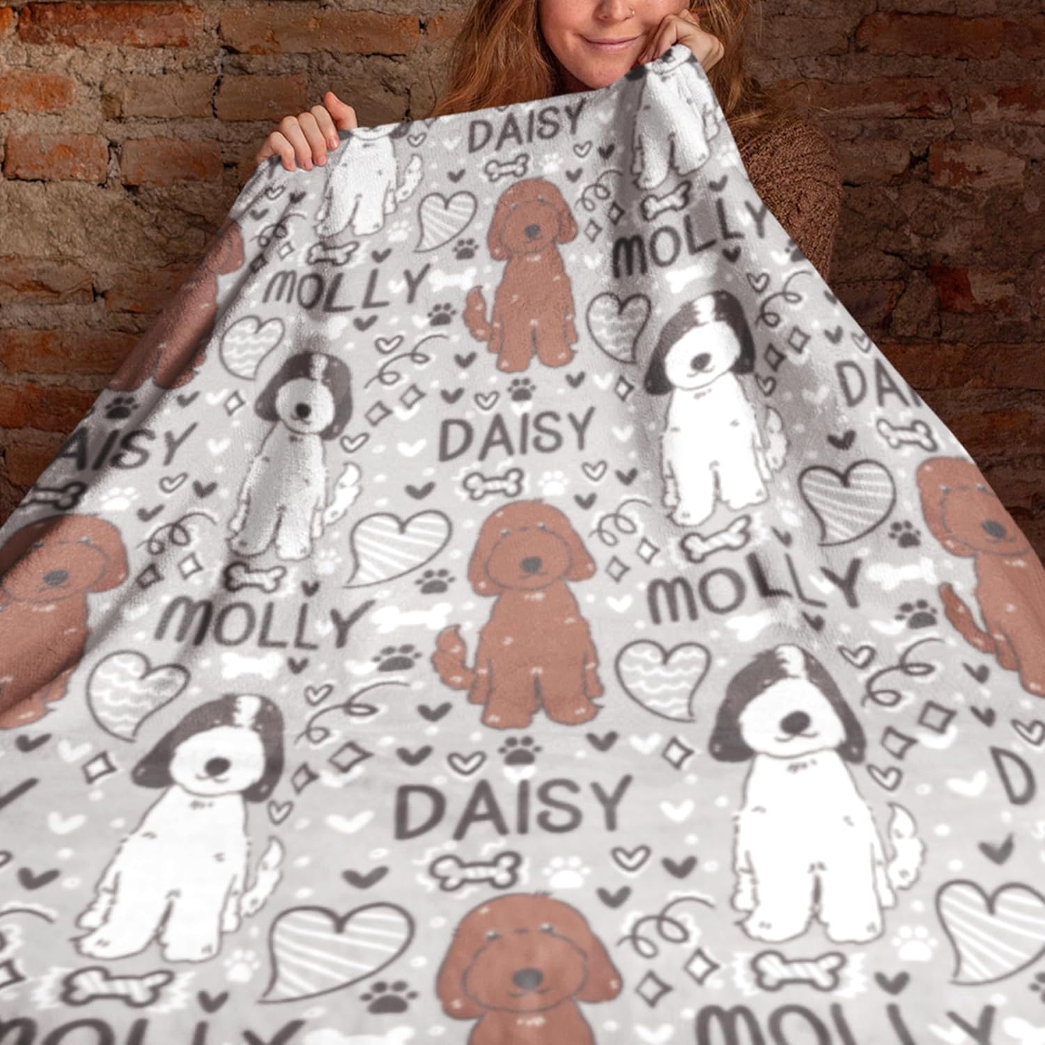 Goldendoodle Blanket – Personalized Custom Gift for Dad, Mom, Women, or Kids – Soft Fleece Throw with Name for Goldendoodle Dog Lovers
