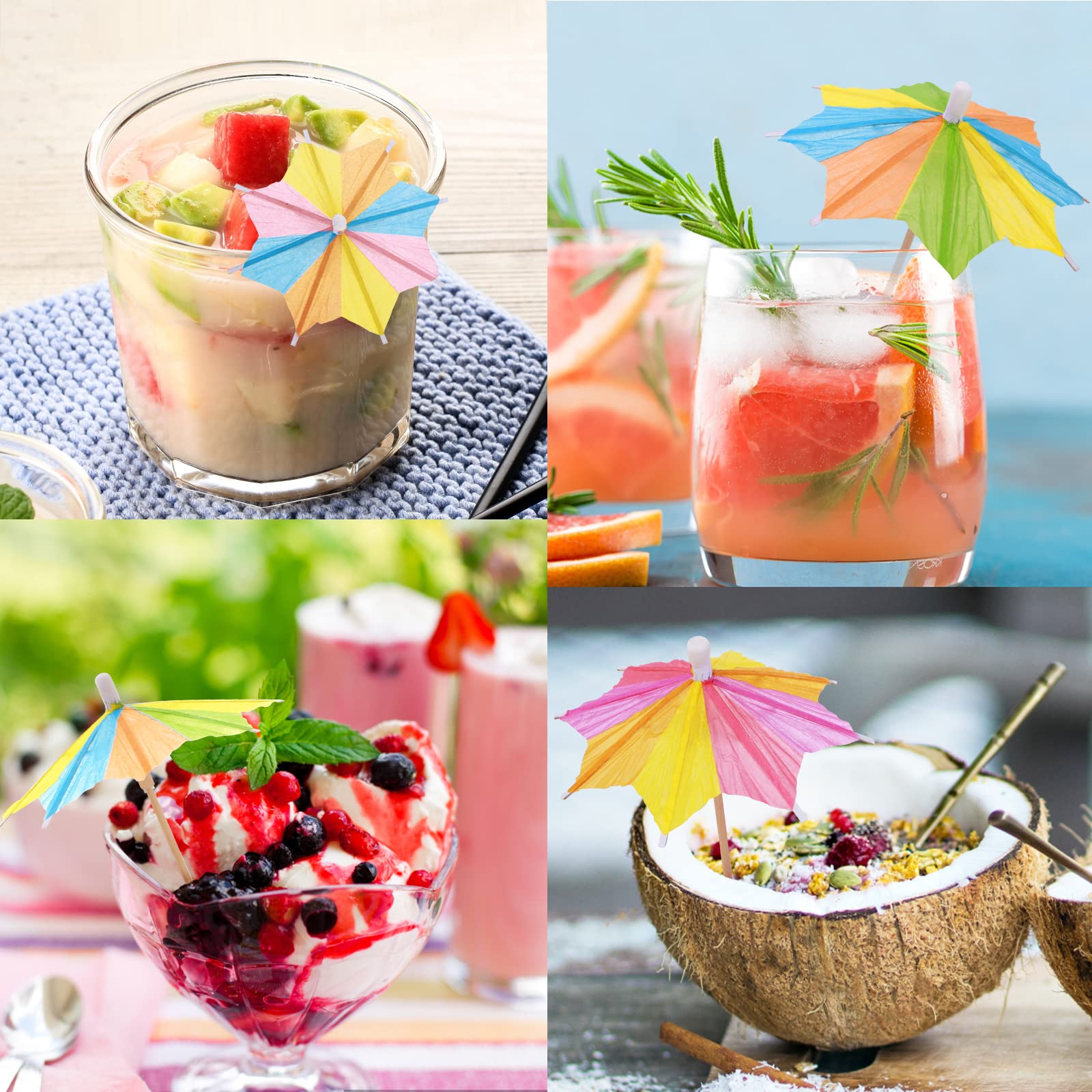 50 paraguas de cóctel para beber, accesorios de cóctel para bebidas, mini paraguas de papel para bebidas, palos de sombrilla de cóctel para bodas, regalos de fiesta de verano, decoraciones de cóctel