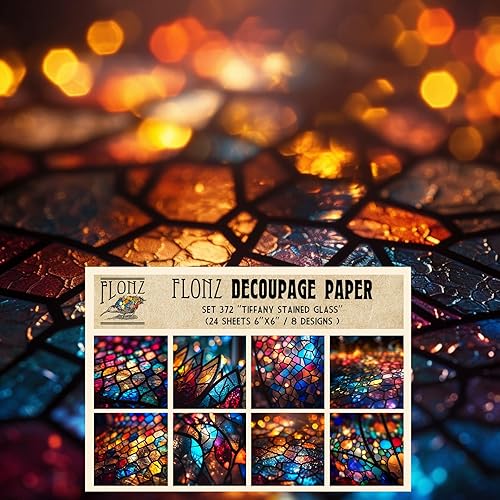 Decoupage Paper Pack (24 Sheets 6"x6") Tiffany Stained Glass #