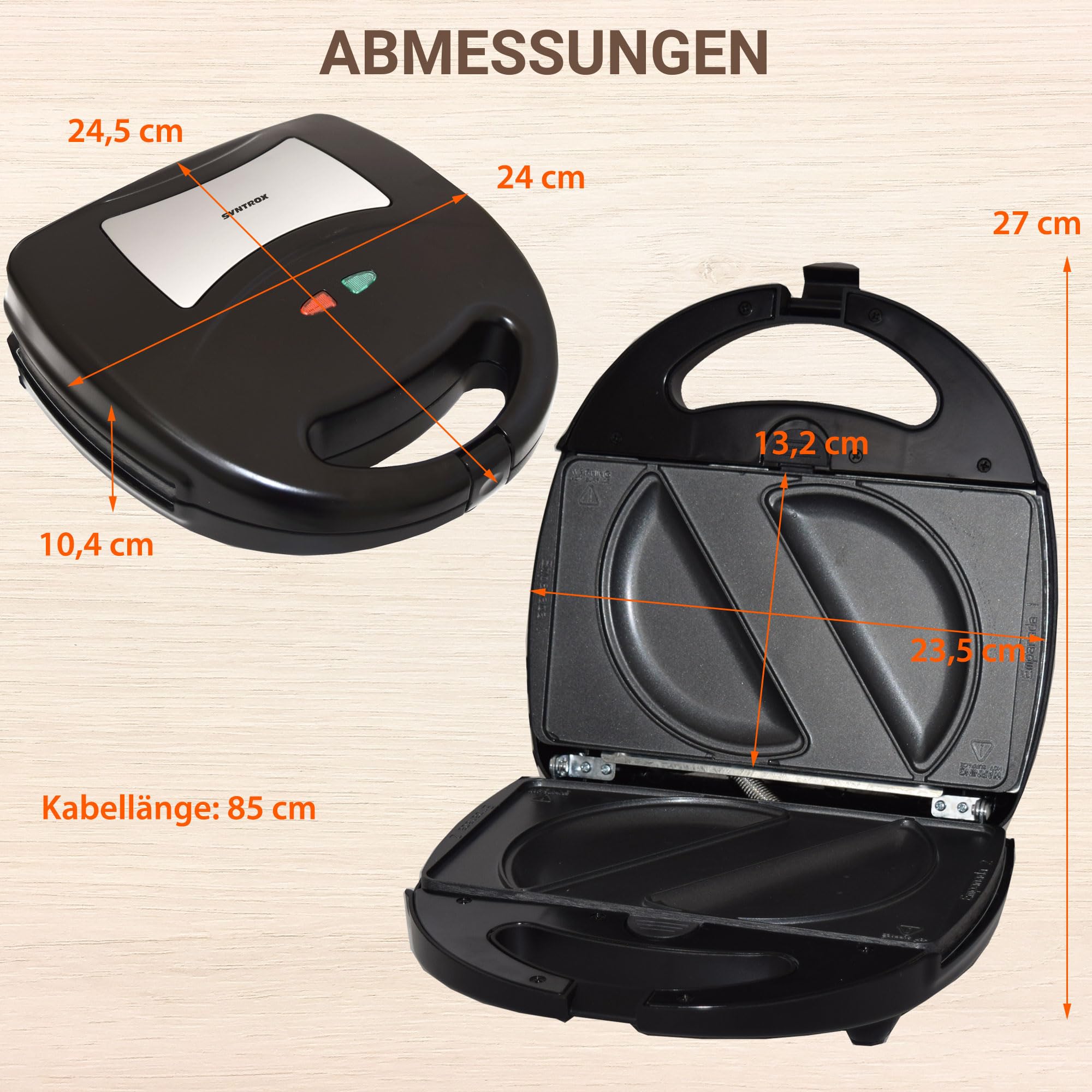 Syntrox Germany Empanada Maker Teigtaschenmaker Chefmaker SM-1300W Empanada mit herausnehmbaren Backplatten