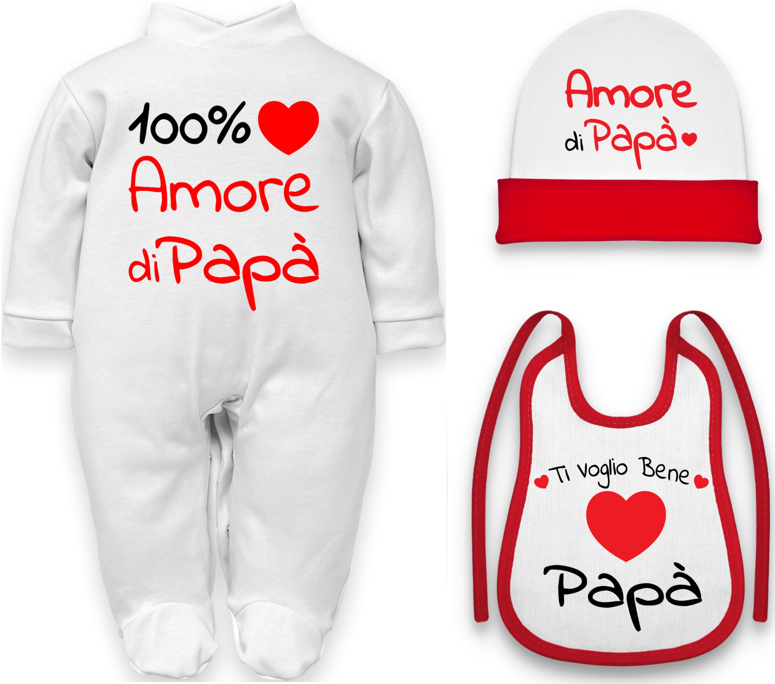 body per neonati cotone frase 100% amore di papà manche corte o in caldo cotone manica lunga, smanicati e set con bavetta cappello e tutine