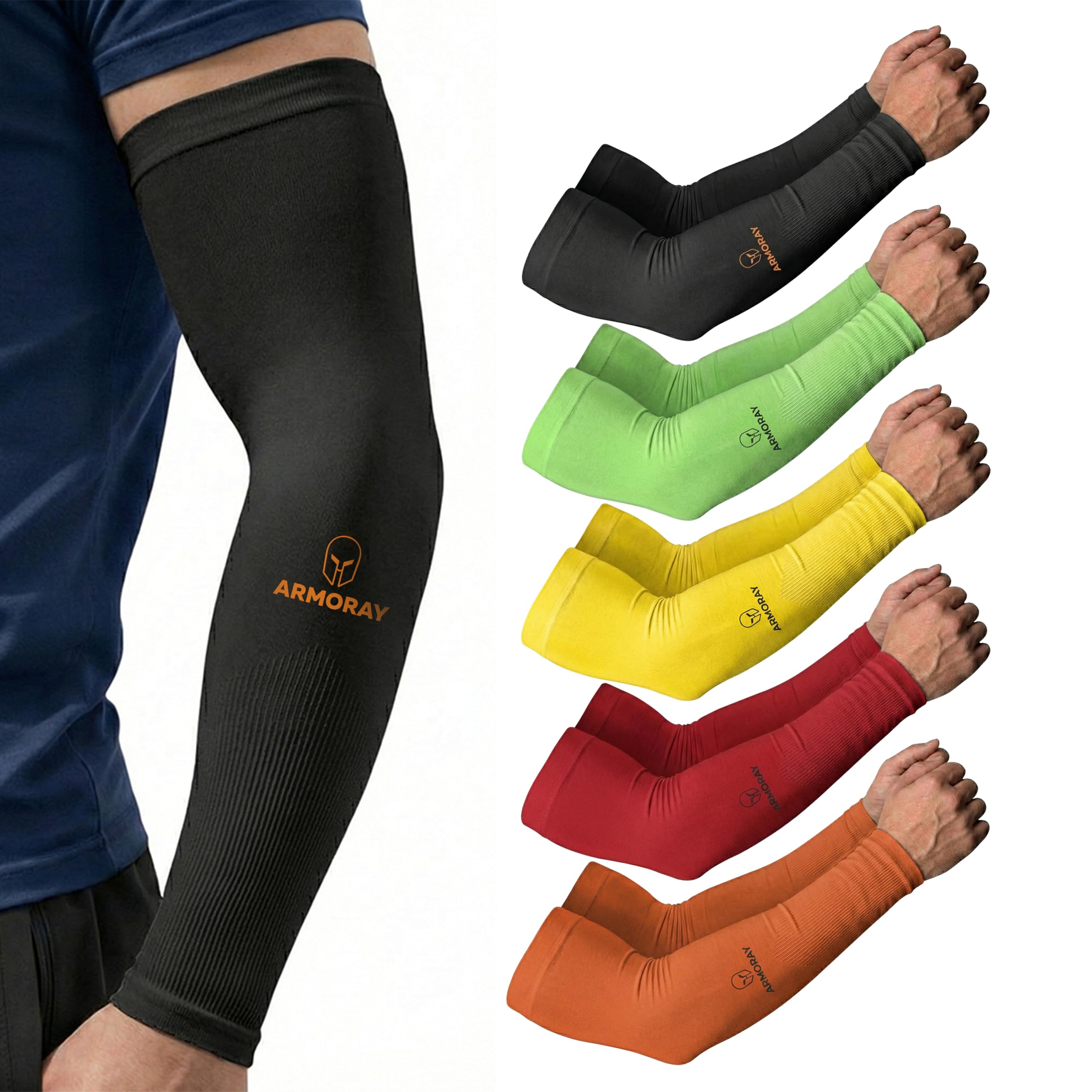 ARMORAY Arm Sleeves for Men and Women - UV Sun Protection Cooling Compression - Tattoo Cover Up Sleeve for Daily Wear &amp; Work