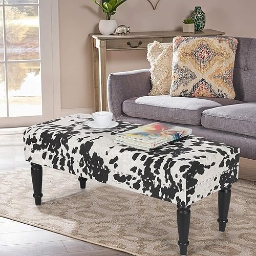 Miniatura 9 de Joveco Banco tapizado otomano de 394 pulgadas banco moderno de mediados de siglo con remache banco de comedor mesa auxiliar reposapiés para