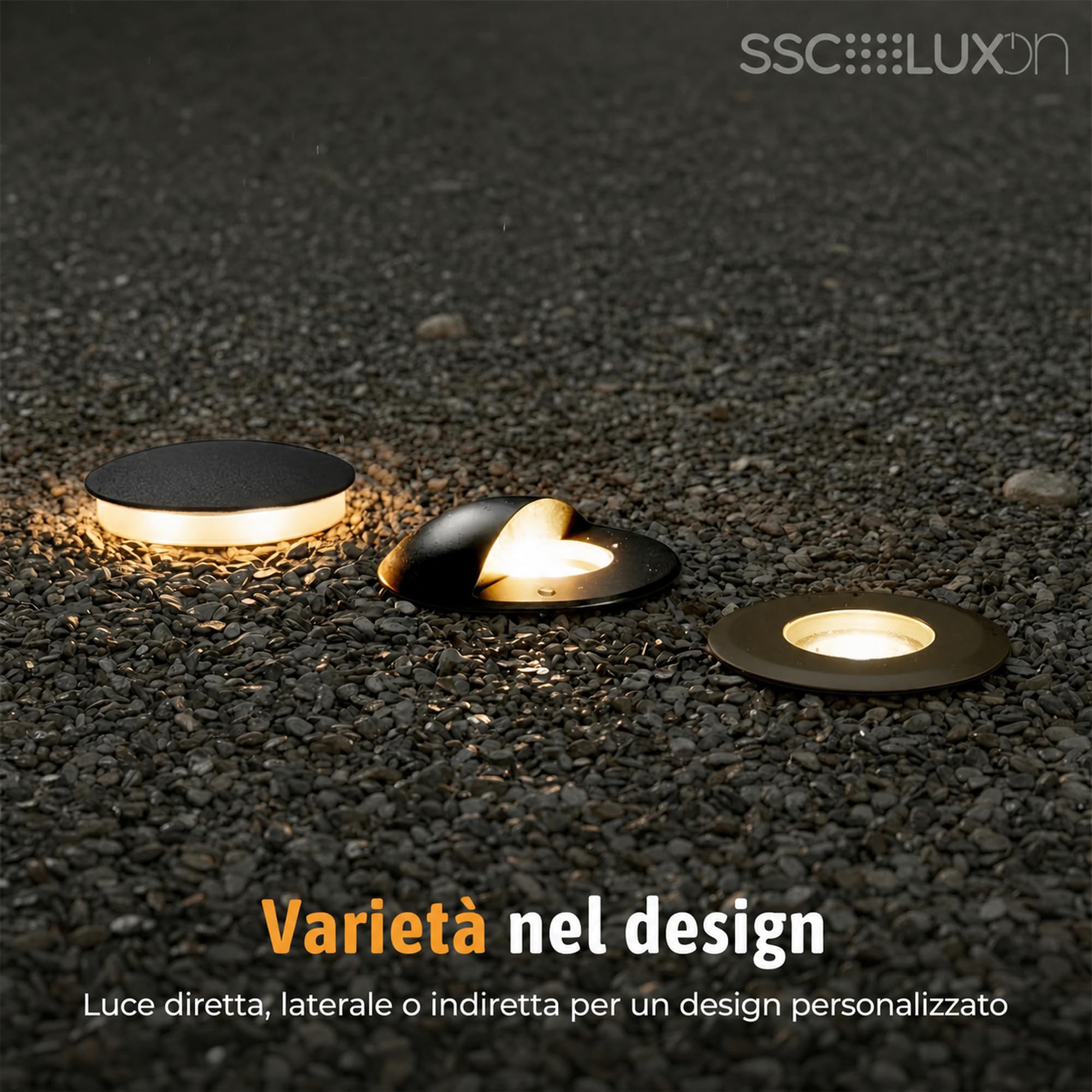 SSC-LUXon JAVO 10x Faretti da Esterno Rotondi Neri IP67 Luce Indiretta