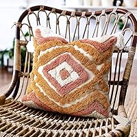 Vista 2 de Merrycolor Juego de 2 fundas de almohada bohemias cuadradas y lumbares, fundas de almohada decorativas bohemias con borlas para sofá, dormitorio