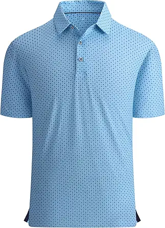 Alex Vando Mens Golf Shirt Moisture Wicking Quick-Dry Print Performance Polo Shirts for Men