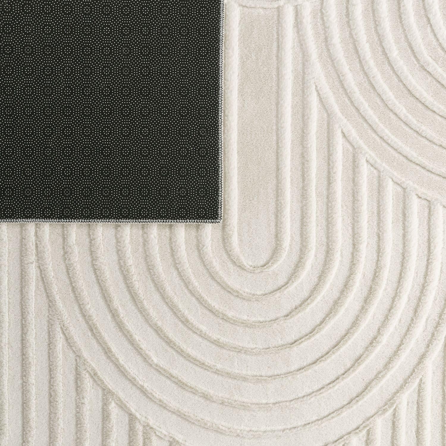TT Home Wohnzimmer Teppich Esszimmer Kurzflor Geometrische Optik Skandi Boho Unifarben, Farbe:Hellbeige Beige Creme, Größe:160x220 cm