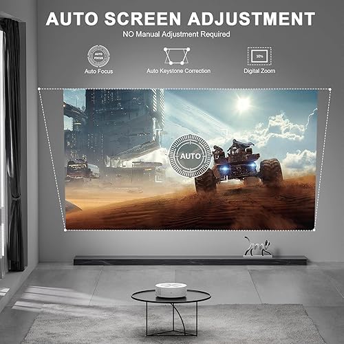 Miniatura 2 de Enfoque automático Proyector Himovies con Wifi y Bluetooth 1080P Full HD, corrección vertical automática 50 Proyector portátil con trípode,