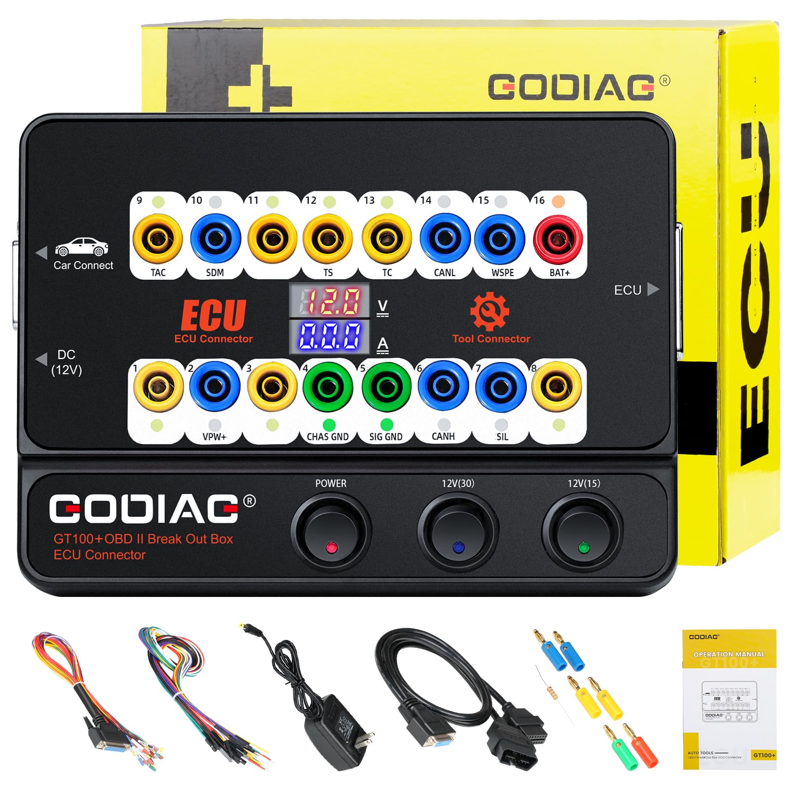 GODIAG GT100+ OBD2 Boîtier de dérivation 16 broches pour automobile ECU Outil de diagnostic pour test de banc et test de signal Canbus/K-LINE