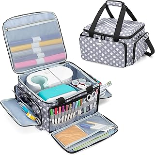 LUXJA Carrying Case Compatible with Cricut Mug Press and Cricut Joy, Carrying Bag with Supplies Storage Sections(BAG ONLY), Polka Dots