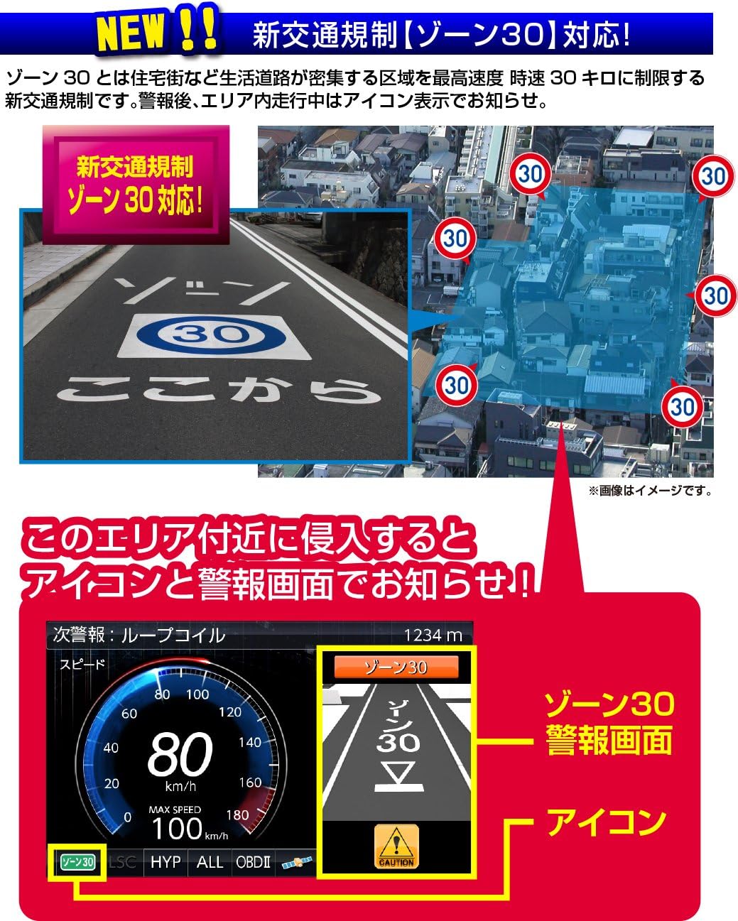 Zone 30 alert display example