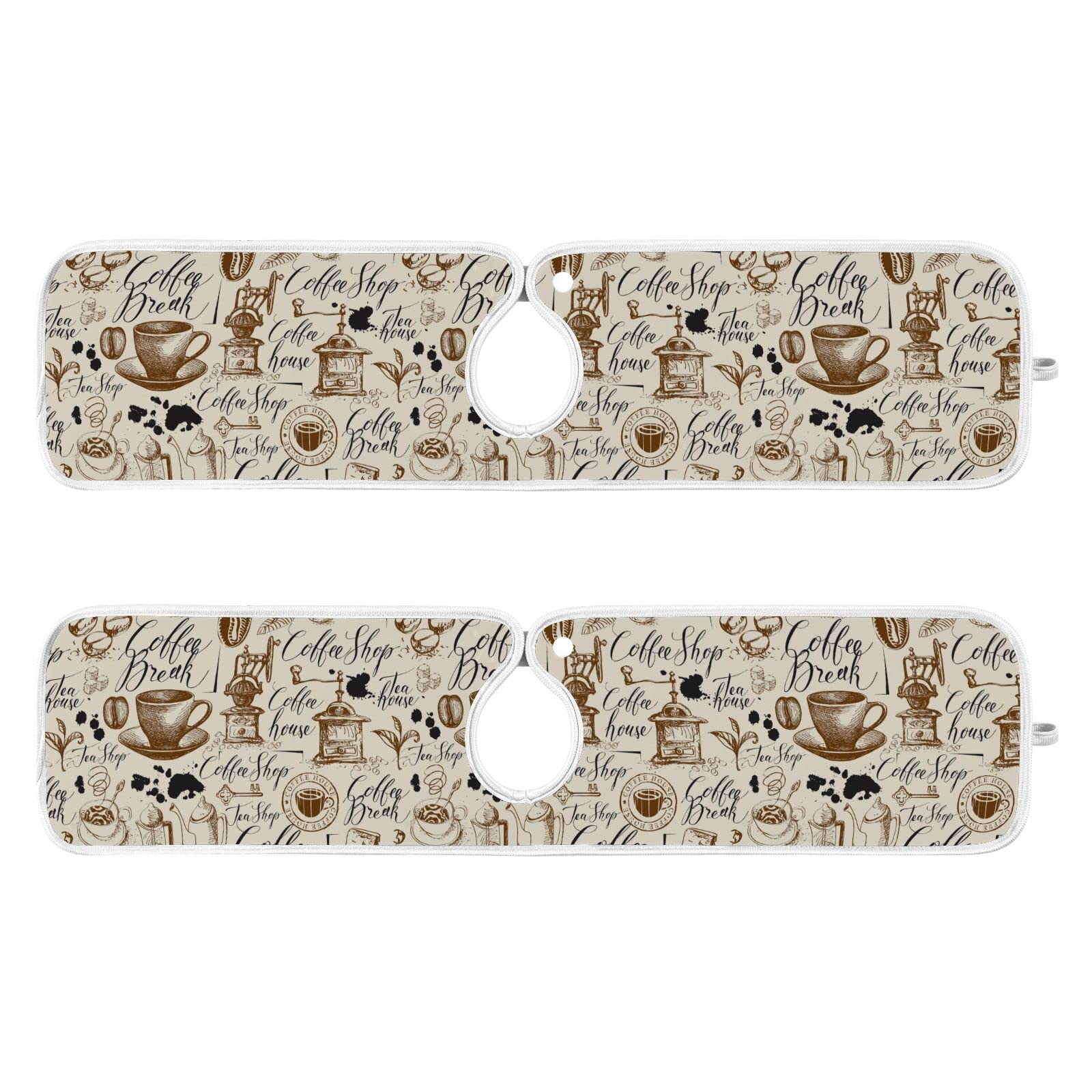 coffee theme faucet water catcher mat 2 pack coffee beans drying mat absorbent bathroom faucet handle drip catcher tray bar rv kitchen sink splash guard 23x5 inches